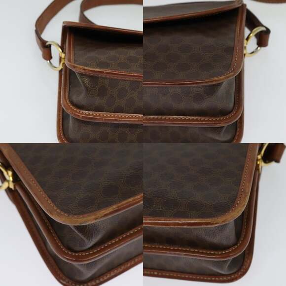 CELINE Macadam Canvas Shoulder Bag Pvc Leather Brown Gold - Picture 10 of 13